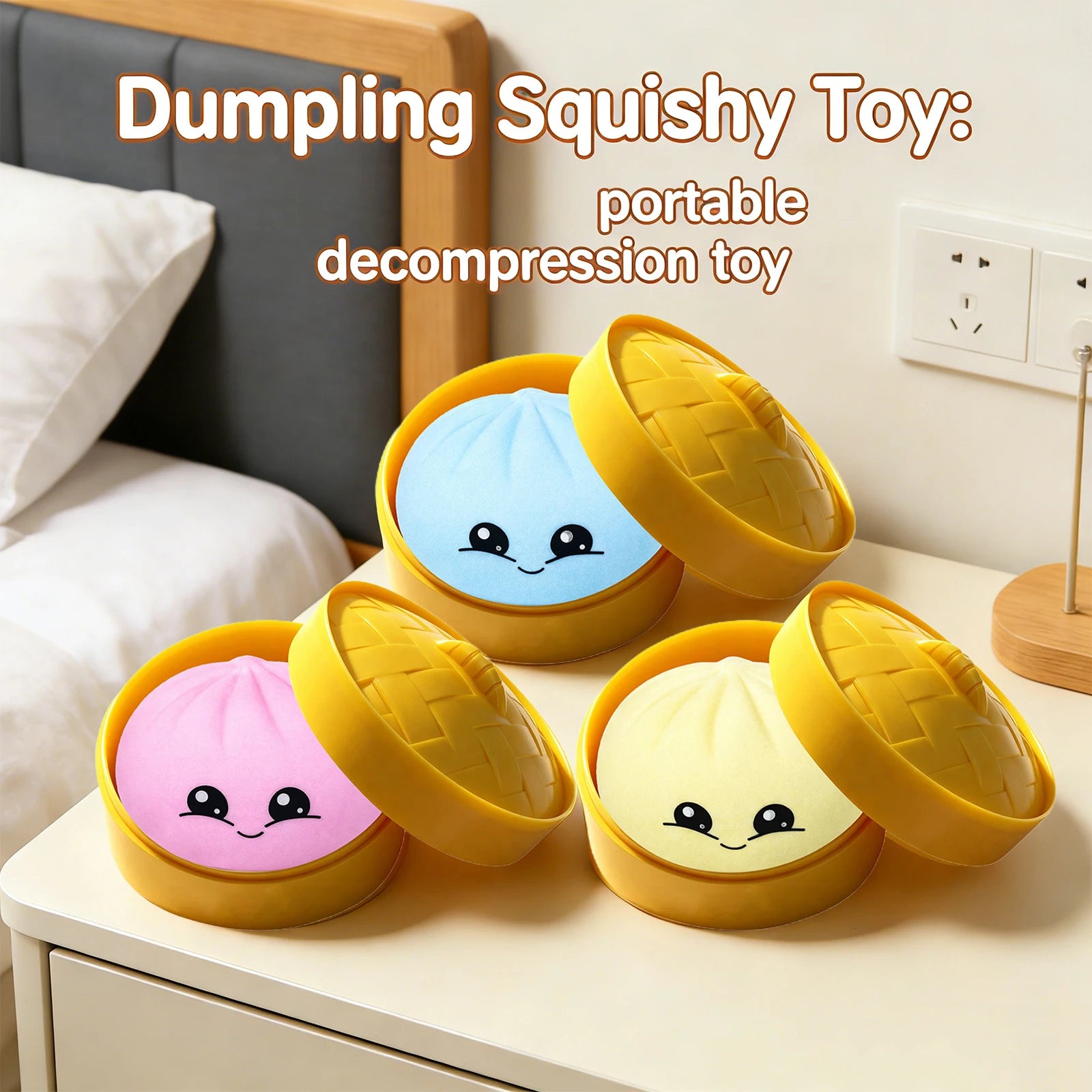 5 Colors Dumpling Squishes Stress Balls Simulation Food Squishies Stress Relief Toys for Adults Kids Squeeze Dough Ball Gifts Oasis Select
