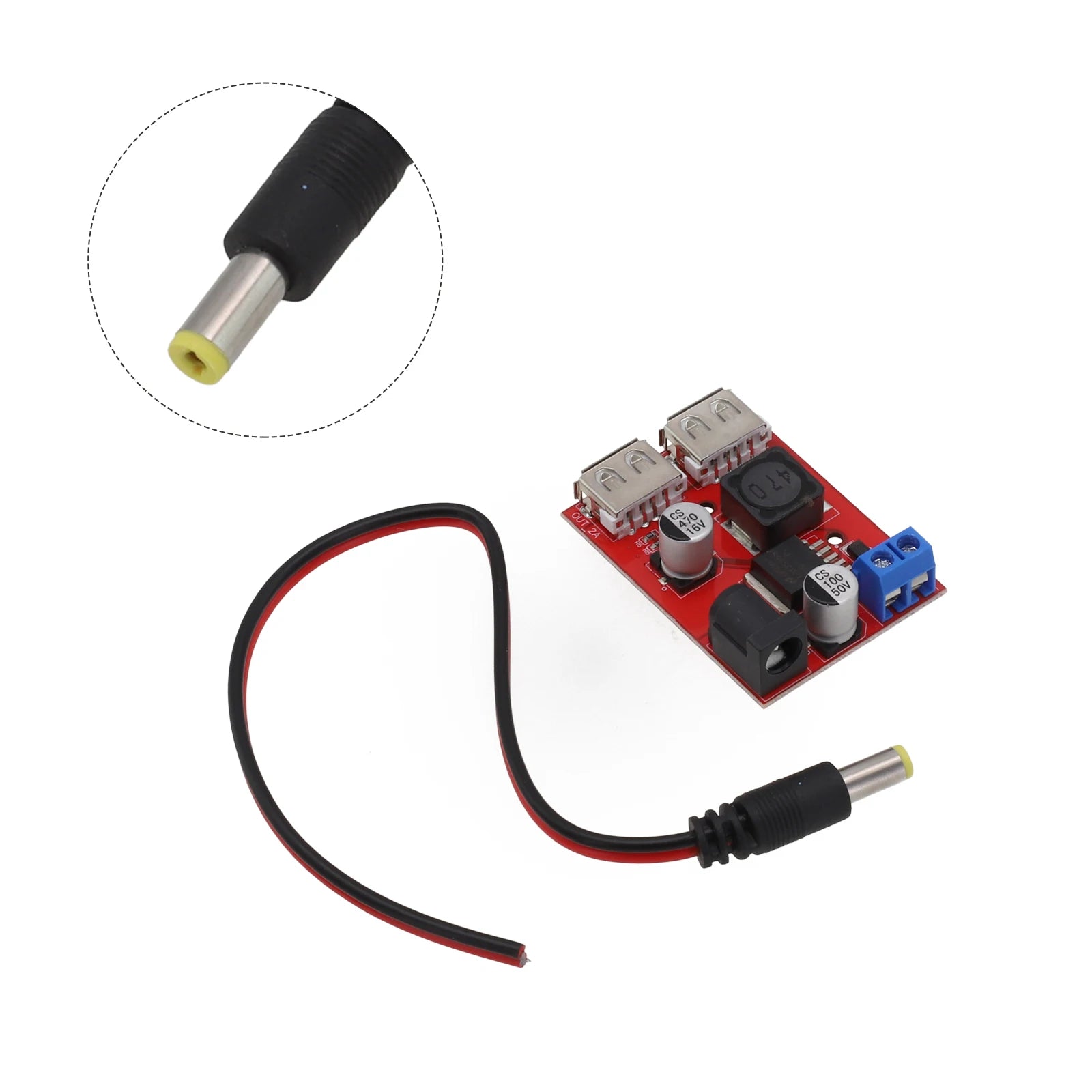 DC 6V-40V To 5V 3A Double USB Charge DC-DC Step-down Converter Module With Wire For Vehicle Solar Controller Charger Oasis Select