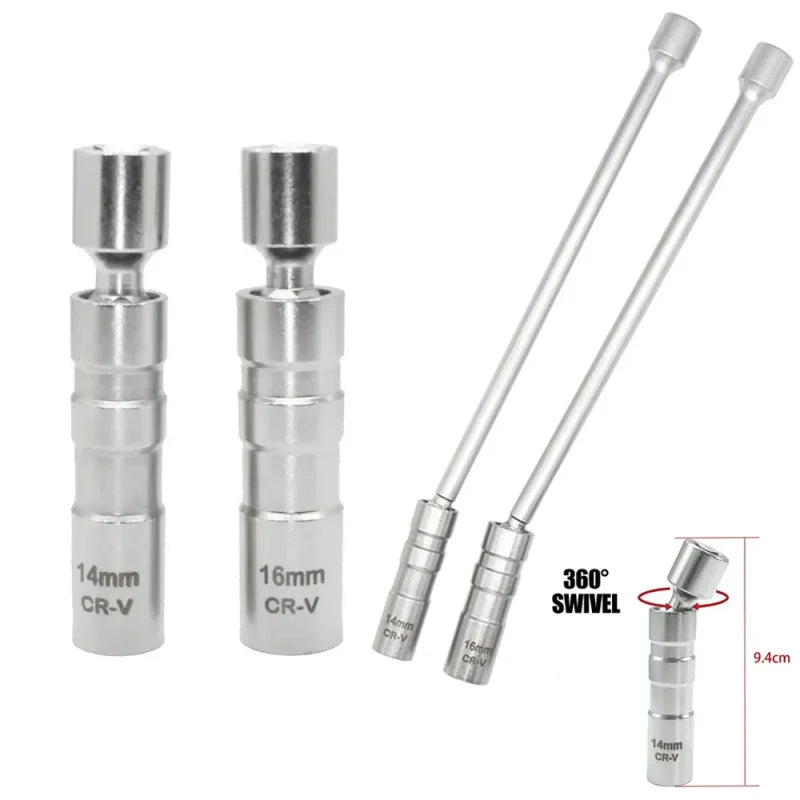 14mm 16mm Spark Plug Removal Tool Wrench Magnetic Sleeve 3/8-Inch 12-Point Swivel Candle Key 16mm Magnet Pull Out Spark Plugs Oasis Select
