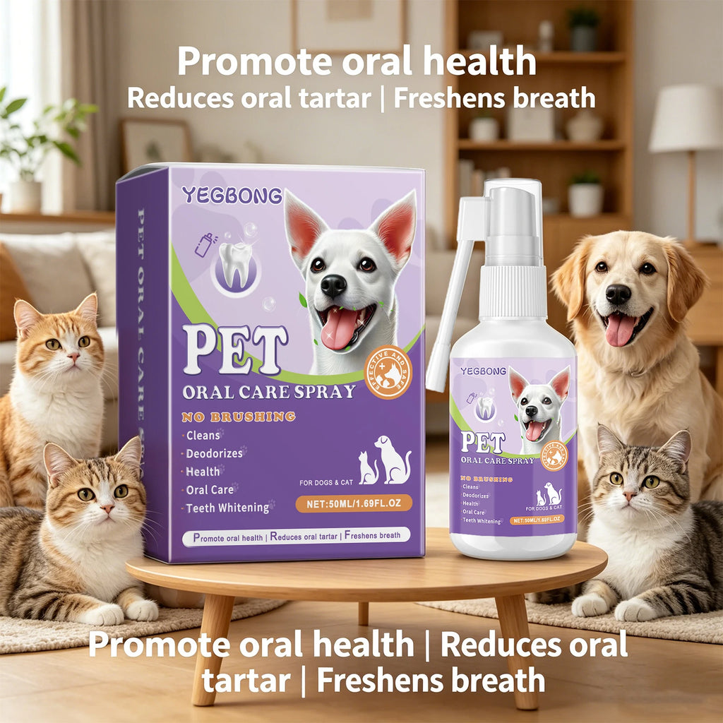 YEGBONG Pet Oral Spray 50ml for Dogs & Cats Bad Breath Treatment Teeth Cleaning Deodorant Dental Care Spray Pet Mouth Freshener Oasis Select