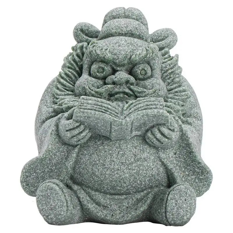 Green Sand Stone Tianshi Zhongkui Tea Pet Ornament Home Indoor Incense Holder Office Desktop Decoration Accessories Oasis Select