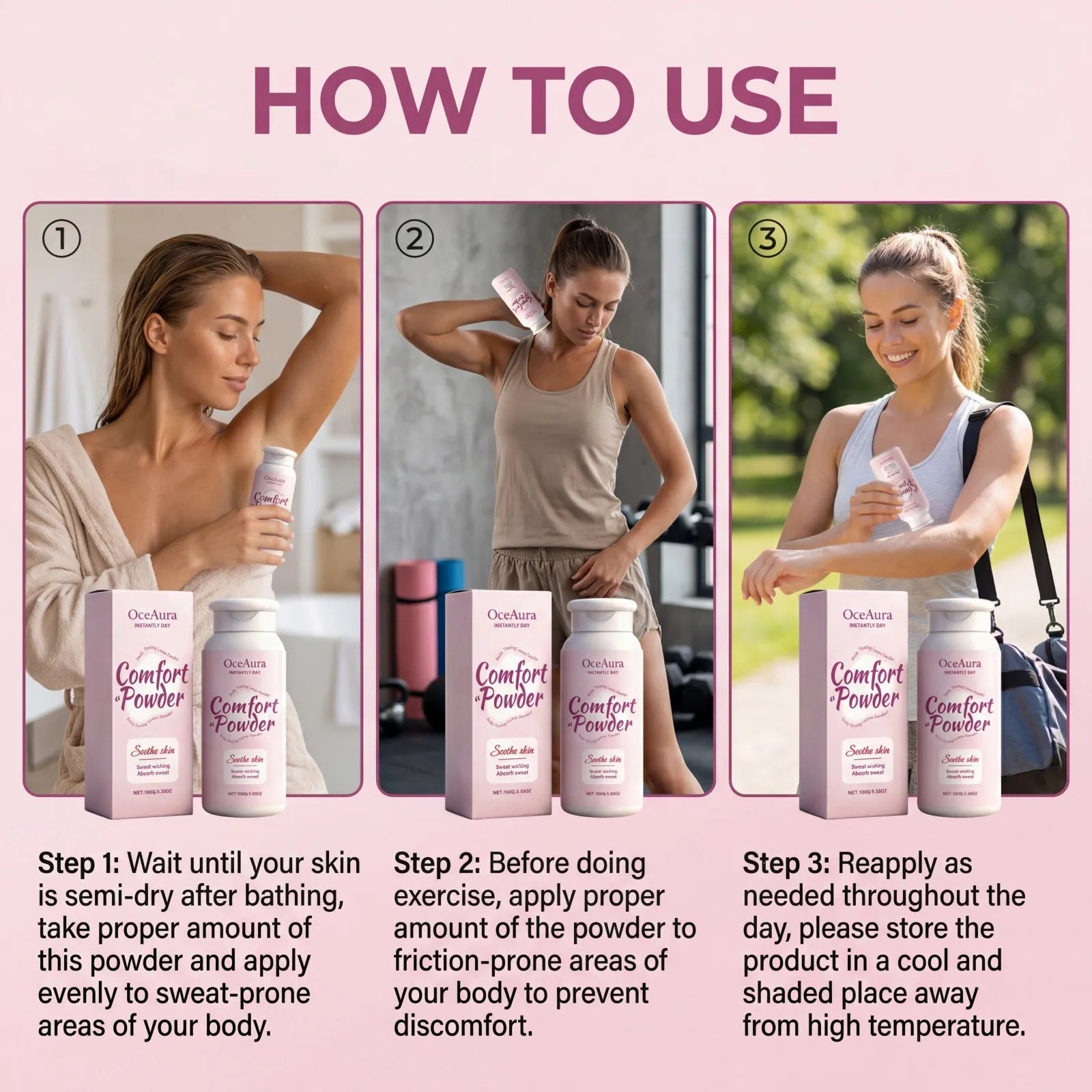 Comfort Powder Instantly Dry Comfort Powder Soothing Body Powder Sweat Wicking Absorb Sweat Talc Free Refreshing Summer Care Oasis Select
