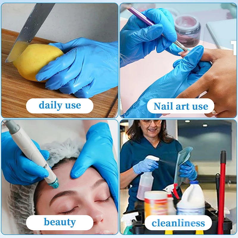 100PCS Disposable Nitrile Gloves Food Contact Thick Durable Suitable Strong Elasticity Gloves For Kitchen Garden Tattoo Beauty Oasis Select