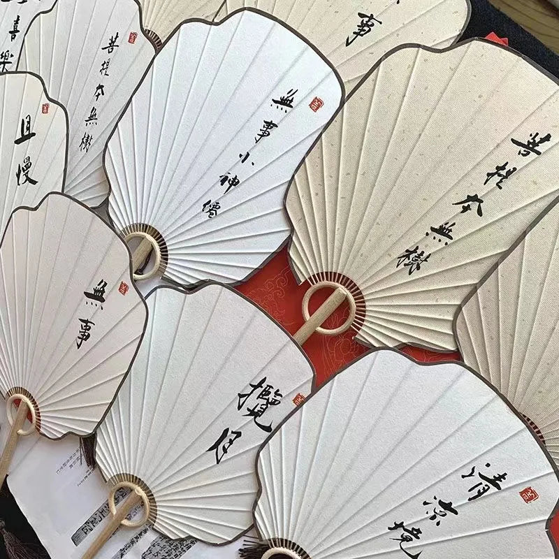 Hand-made group fan ancient Zen style Hanfu palace fan handwriting calligraphy painting Japanese style diy fan Oasis Select