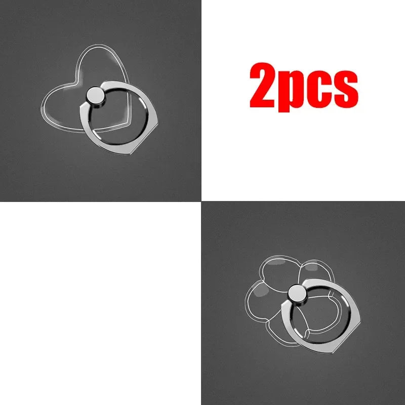 1/2/3/4pcs Transparent Cute Animal Round Phone Stand Foldable 360 Rotating Mobile Phone Ring Holder Smart Phone Accessories Oasis Select 3pcs mix 4