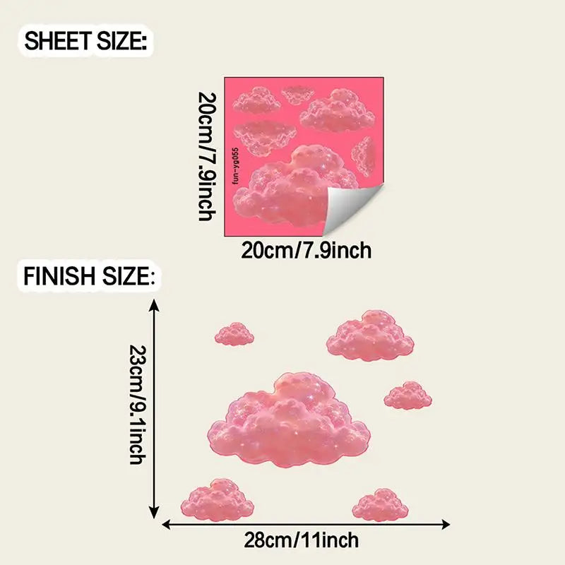 Glow-in-the-Dark Pink Clouds Toilet Sticker Self-Adhesive Removable Wall Decals Luminous Whimsical Home Decor Car Sticker Oasis Select