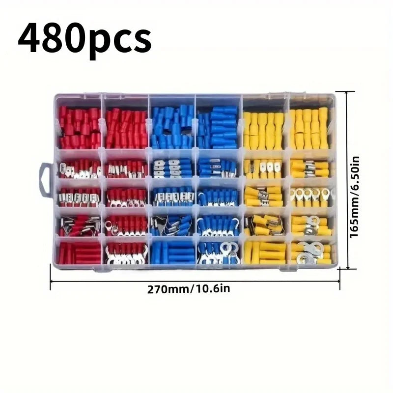 Electrical Terminal Kit – Spade, Ring, Fork & Butt Connectors Crimp Terminal Kit Oasis Select QS183-480pcs