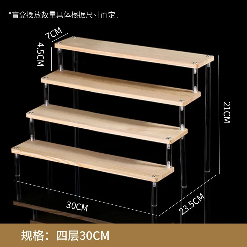 Wooden Ladder Display Stand – 2–5 Tier Acrylic Shelf Rack