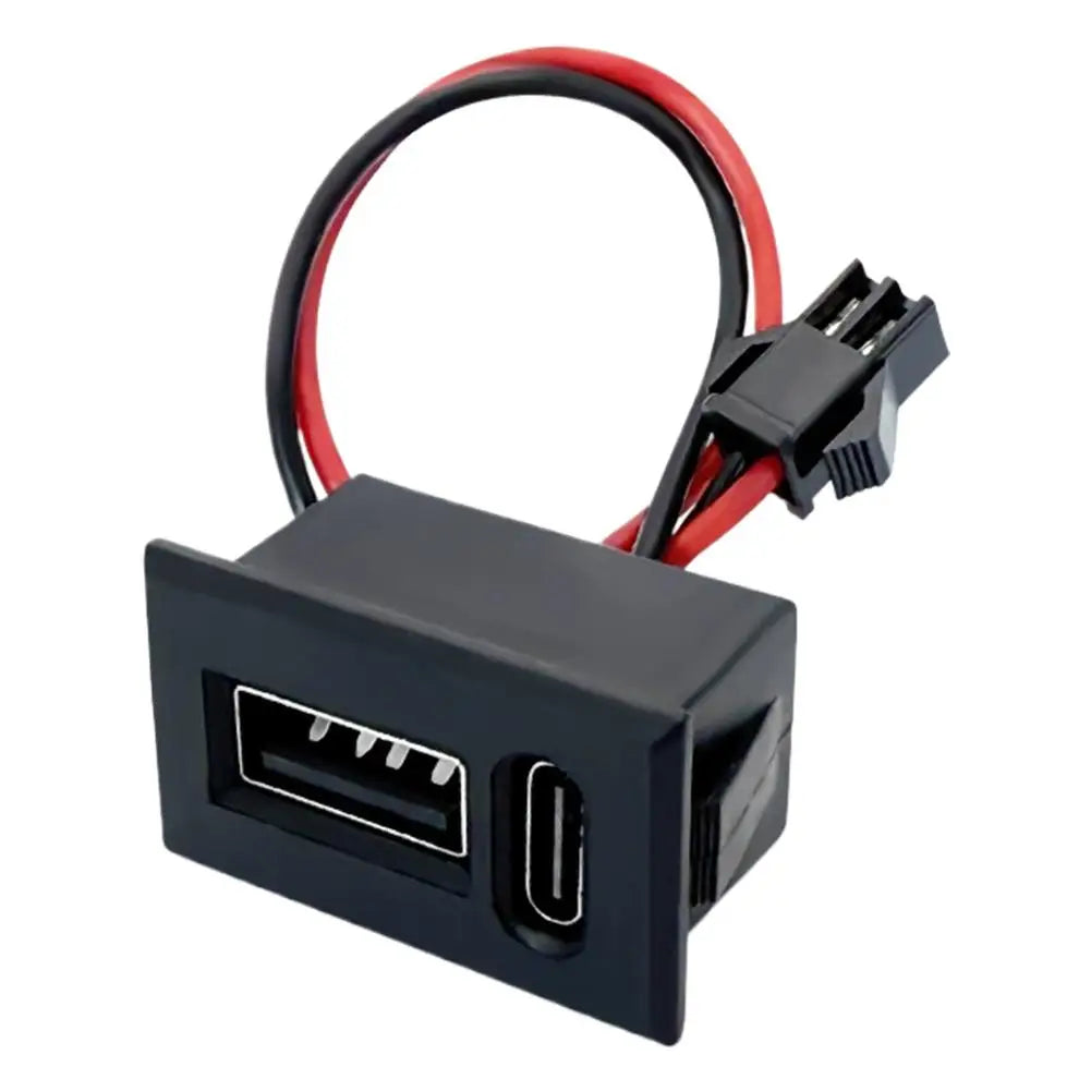 Dual USB-A & USB-C Panel Socket Module with Cable – 11cm