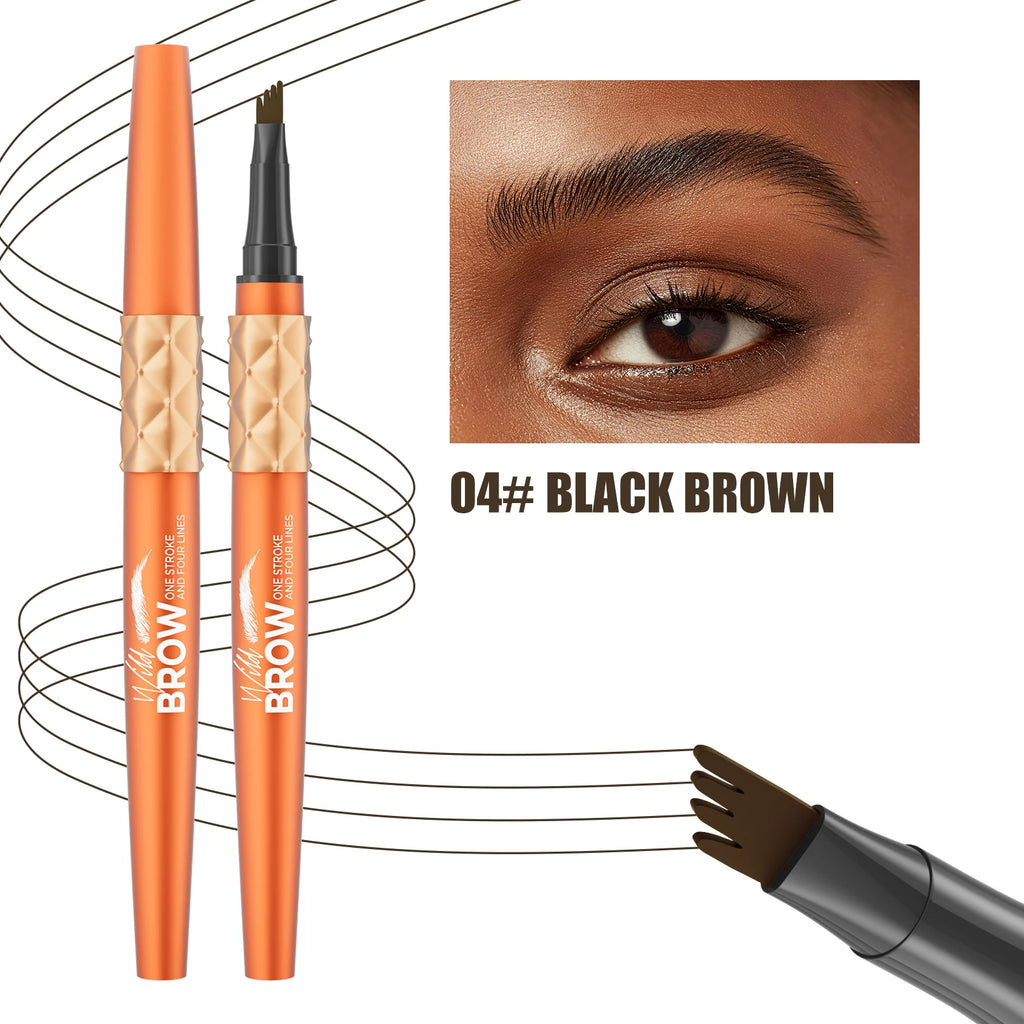 Hello Kiss 4-Tip Liquid Eyebrow Pen – Waterproof, Long-Lasting
