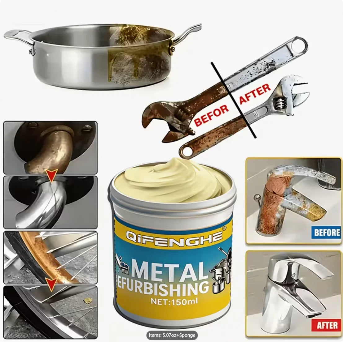 Metal Repair & Chrome Polish – Scratch & Rust Remover Metal Polish & Rust Remover Oasis Select