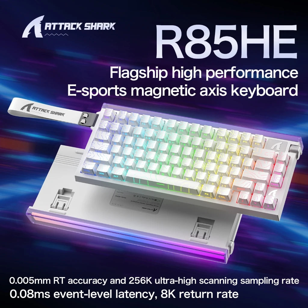 ATTACK SHARK R85HE Magnetic Axis Gaming Wire Keyboard 8KHz Rate 0.005mm RT Precision Adjustable 5 Layer Soundproof Filling RGB Oasis Select