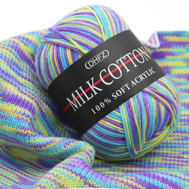DIY Three Strands Graded Section Dyed Wool Medium Fine Cotton Thread Hand Crochet Doll Milk Cotton Thread Crochet Yarn Oasis Select