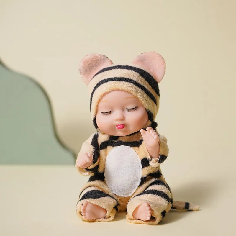 Mini Reborn Doll Simulation Baby Doll Washable Animal Clothes BJD Doll Easter Christmas Birthday Newborn Gift Set Box Oasis Select leopard
