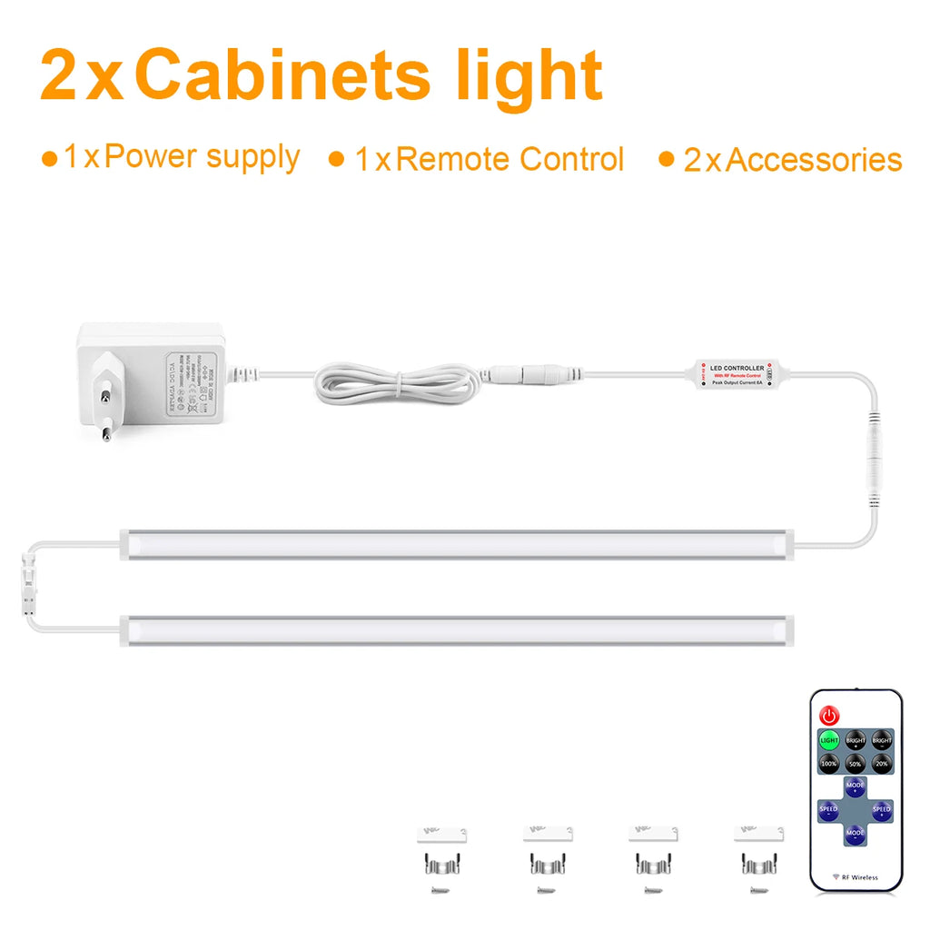30/40/50CM Linkable Aluminium LED Tube Dimmable RF Remote Control Cabinet Light Bar Kitchen Wardrobe Storage Showcase Backlight Oasis Select
