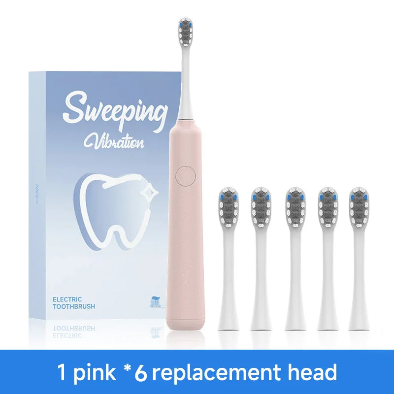DOCO LAB Sonic Electric Toothbrush 3-gear vibration Mode Smart Whitening Ultrasonic Vibration Teeth Whitening Oral Clean Brush Oasis Select pink 6 heads