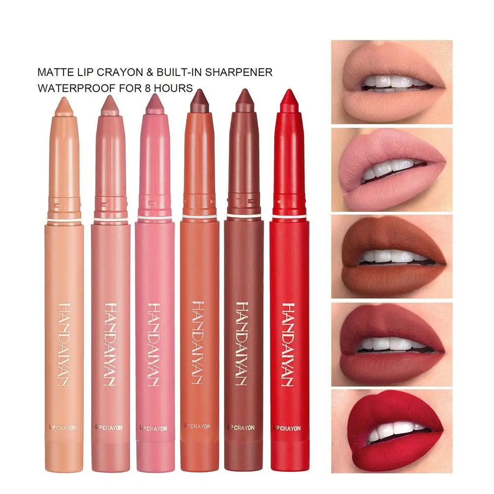 Long-Lasting Waterproof Matte Lip Crayon Lipstick Pencil Built-in Sharpener Velvet Lipgloss Lip Stain Moisture Smooth Lipliner Oasis Select