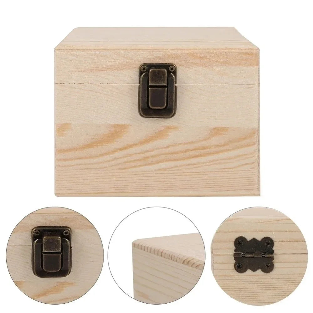 Retro Pine Wood Clamshell Storage Box – Jewelry & Gift Box