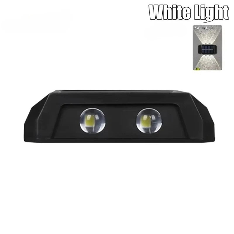 Solar Wall Light IP65 Waterproof LED Safety Light Up Down Lighting Easy Install Outdoor Patio Yard Garden Street Landscape Decor Oasis Select White light 4 wick