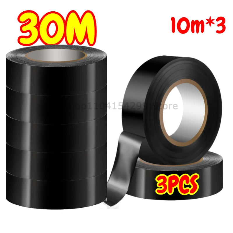 Cable Adhesive Tape Black Electrical Tape Insulating Tape Heat Resistant Waterproof Wire Harness Bundle Insulation Auto Wiring Oasis Select 3PCS-30M 10M 16mm