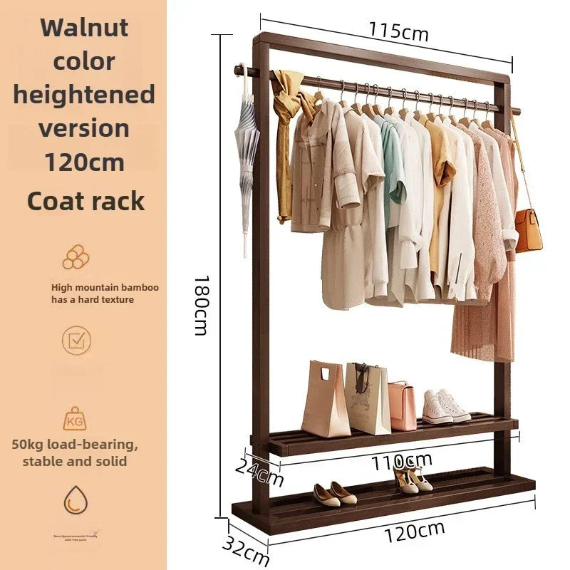 Multi-functional Hanging hanger Floor-to-ceiling bedroom Simple hanger Removable coat rack sturdy and durable Oasis Select Walnut L