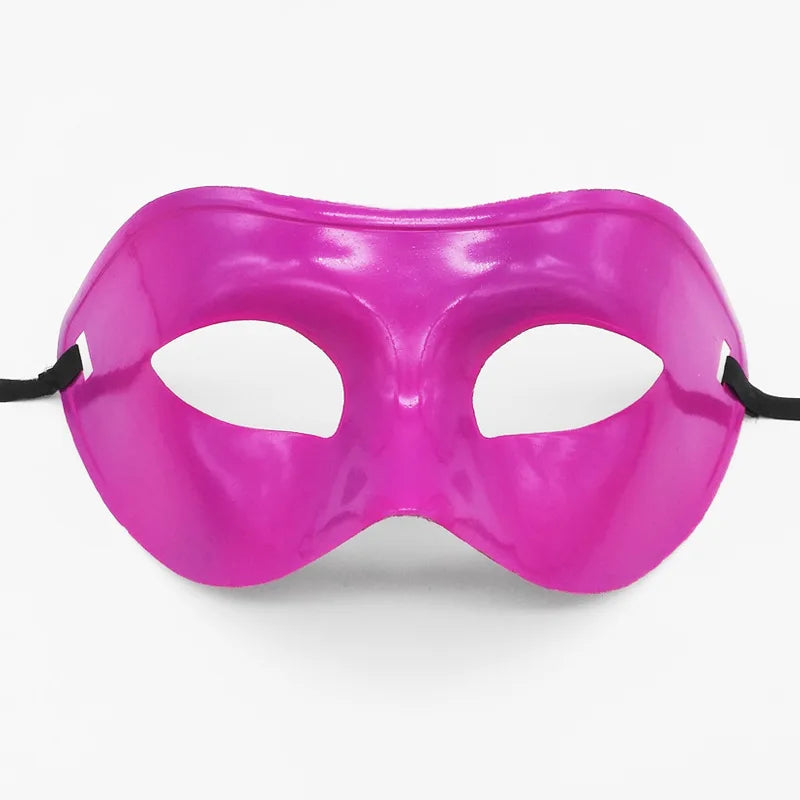 Men's Half Face Spray Painting Gentleman Jazz Performance Ball Plastic Flat Head Mask Halloween Party Prom Wedding Decoration Oasis Select rose red