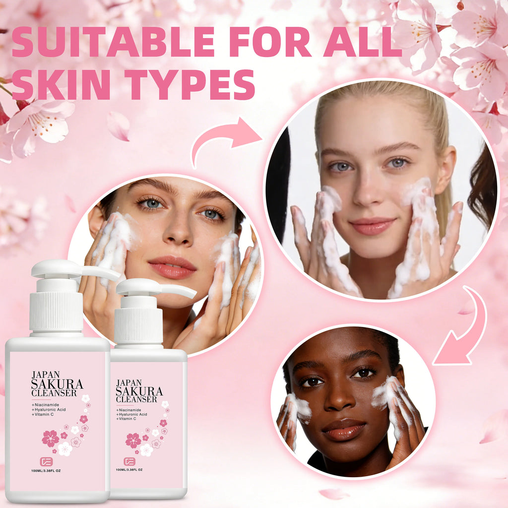 veérenae Japan Sakura Facial Cleanser 2pc – All Skin Types Facial Cleanser Oasis Select