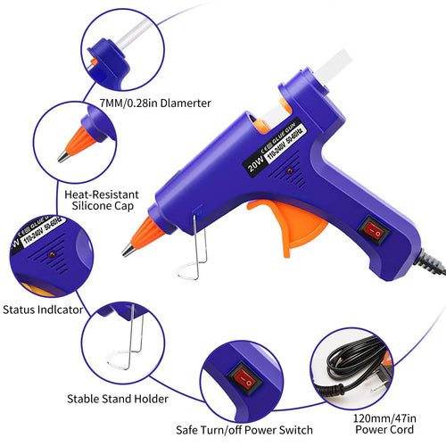 20W Hot Melt Glue Gun Household Industrial Mini Guns Electric Heat Temperature Tool Use 7mm Glue Sticks Oasis Select