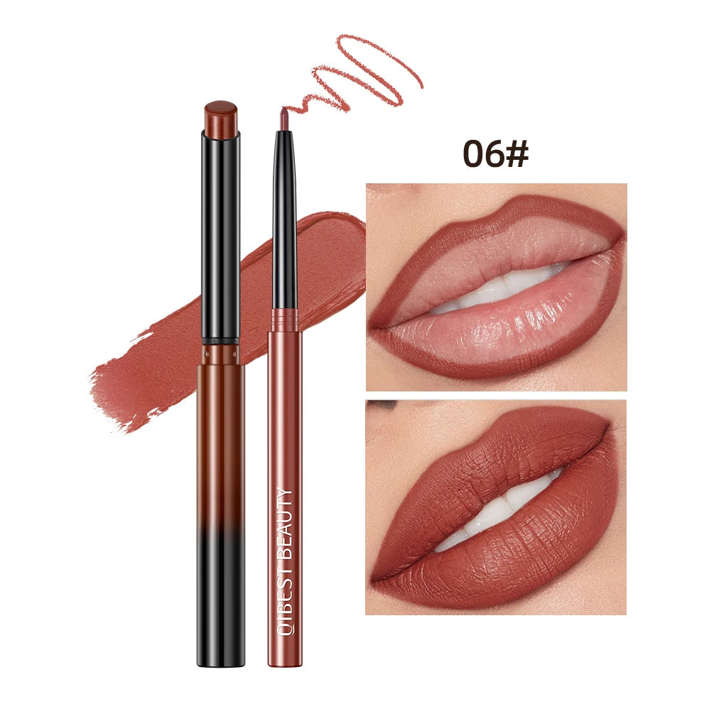 QiBest Matte Nude Lipstick & Lip Liner Set – Waterproof 2-Pc