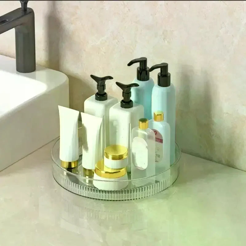 Clear 360 Degree Rotating Perfume Storage Tray 1Pcs Makeup Organizer Display Case for Vanity Desktop Bathroom Countertop Oasis Select
