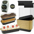 50Set Mini Loaf Pans with Lids and Spoons 6.8oz Rectangle Aluminum Foil Baking Pan Mini Bread Container Heat-Resistant Cake Pans Oasis Select Black