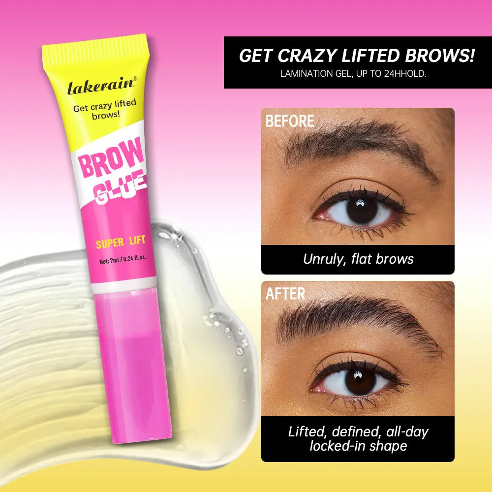 Super Lift Brow Glue Crazy Lift Brow Lamination Gel with Long-lasting Strong Hold & Built-In Styling Comb Clear Eyebrow Gel Make Oasis Select