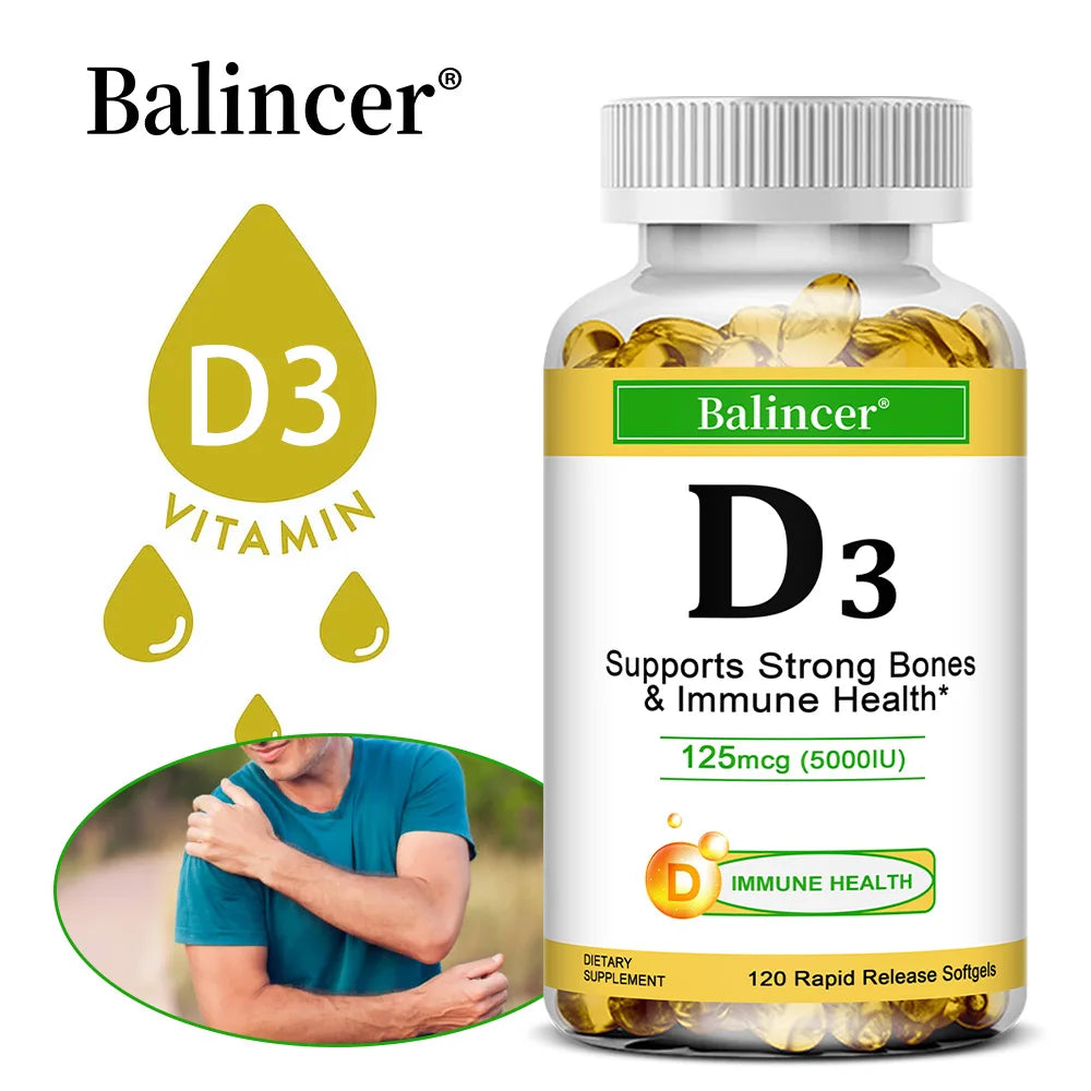 Balincer Vitamin D3 5000 IU Softgels – Bone & Immune Support Vitamin D3 Supplement Oasis Select