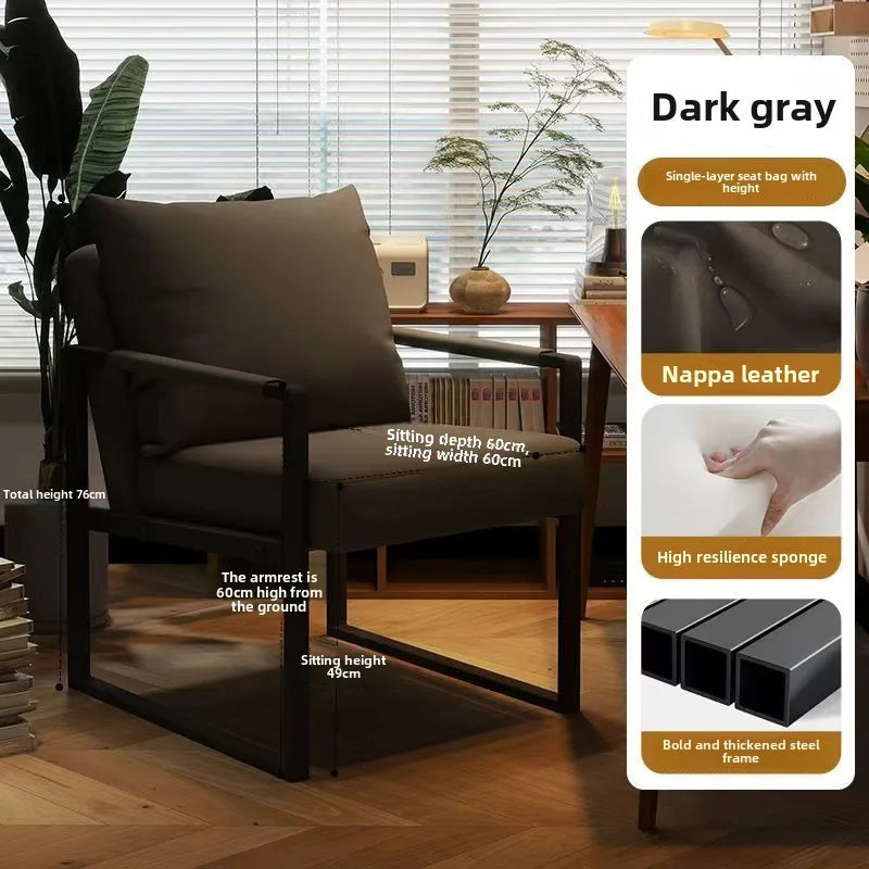 Nordic lazy sofa light luxury sales single wrought iron leisure chair balcony negotiation bedroom living room minimalist sofa Oasis Select Dark gray One Seat