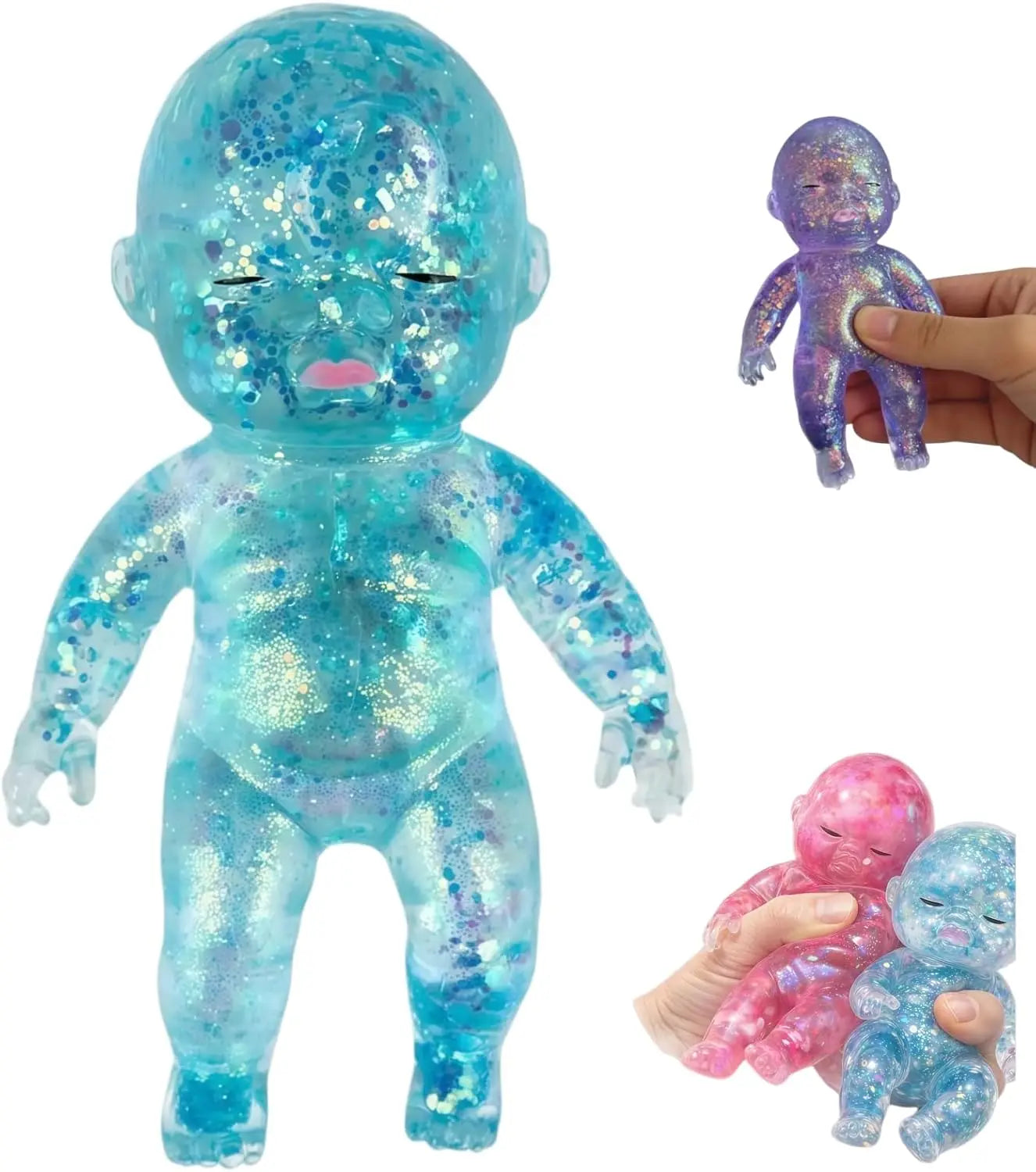 Stress Anxiety Relief 1pc Glitter Silicone Baby Squeeze Toys Slow Rebound Fidget Toys Soft Satisfying Sensory Toys For Kids Oasis Select