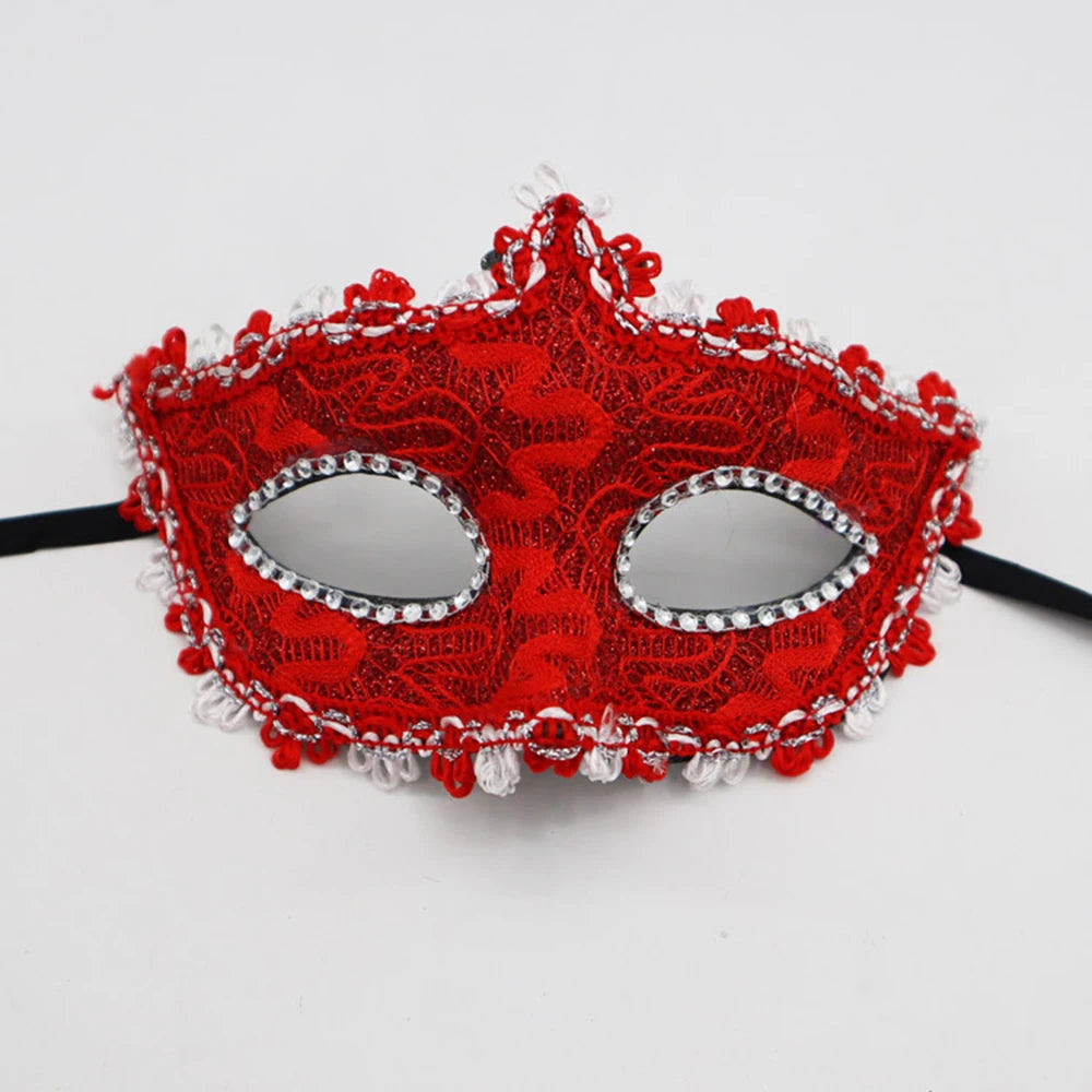 Adult Half-Face Mask Retro Half Face Masks Venetian Party Beauty Princess Mask Prop Halloween Christmas Masquerade Ball Decor Oasis Select Red