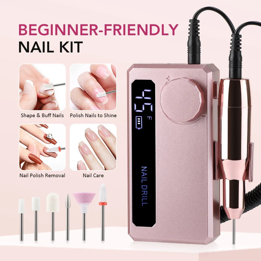 Wireless Electric Nail Drill 45000RPM 4000mAh | Manicure Tool