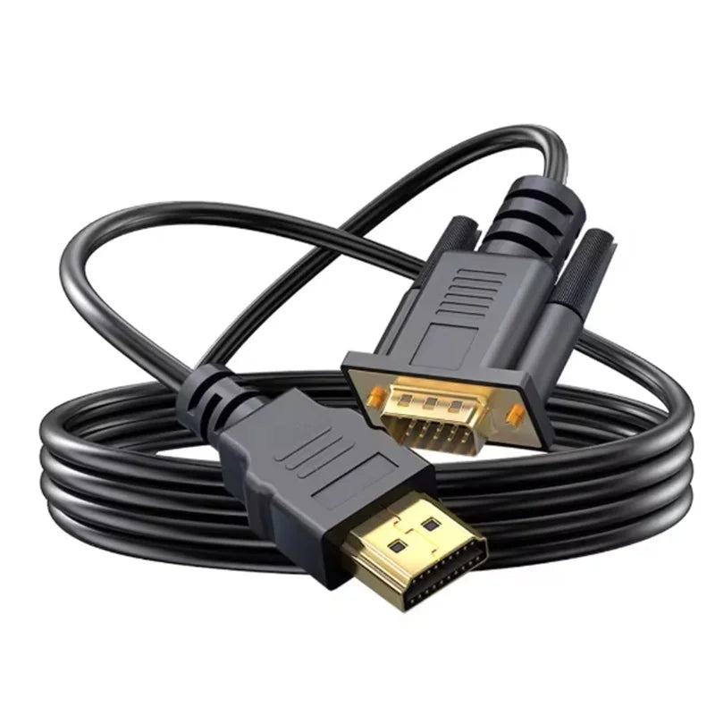 1.8M HDTV HDMI-compatible to VGA 1080P 60Hz HD Compatible Cable HDMI to VGA Video Adapter Digital to Analog for Computer Laptop Oasis Select