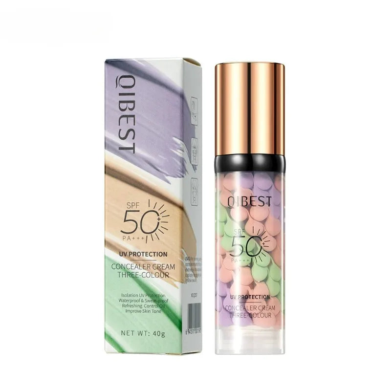 SADOER Tri-Color Face Primer Cream – Brighten, Conceal & UV Protect