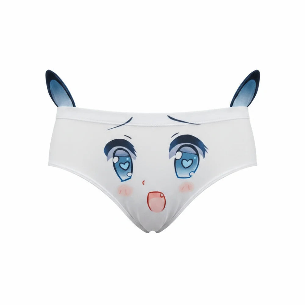 Waist and Hip 3D Ear Women Lingerie Cute Face Printed Comfortable Underwear Breathable Girl Knickers Women Girls Oasis Select 1pc XXXS Style 01