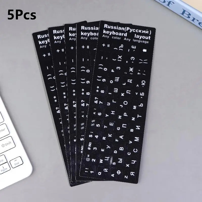 5Pcs Russian Keyboard Stickers Waterproof PVC Keyboard Decals For Laptop Desktop PC Decoration Universal Stickers Oasis Select Black white