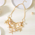 Vacation Bohemian Starfish Necklace Exaggerate Tassel Pendant Waist Chain Pearl Conch Shell Bracelet for Women Oasis Select Starfish