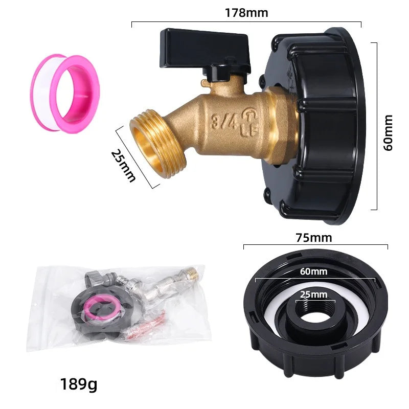 Male Thread IBC Tote Tank Adapter - Drain Hose Connector Faucet Tap Valve Fitting Part for Tank Faucet Oasis Select B