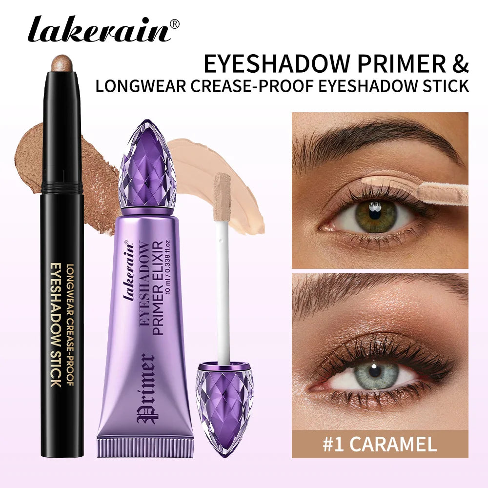 Eyeshadow Stick & Primer Set Waterproof Long-lasting Pigmented Cream Eyeshadow And Primer Base Sleamless Vibrant Eyes Makeup Oasis Select SET 1