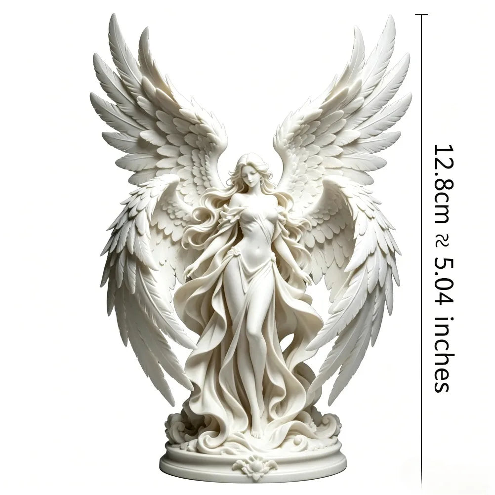 Quadruple Wing Holy Angel Sculpture Neoclassical Goddess Figurine Elegant European Art Statue Tabletop Decor Religious Present Oasis Select