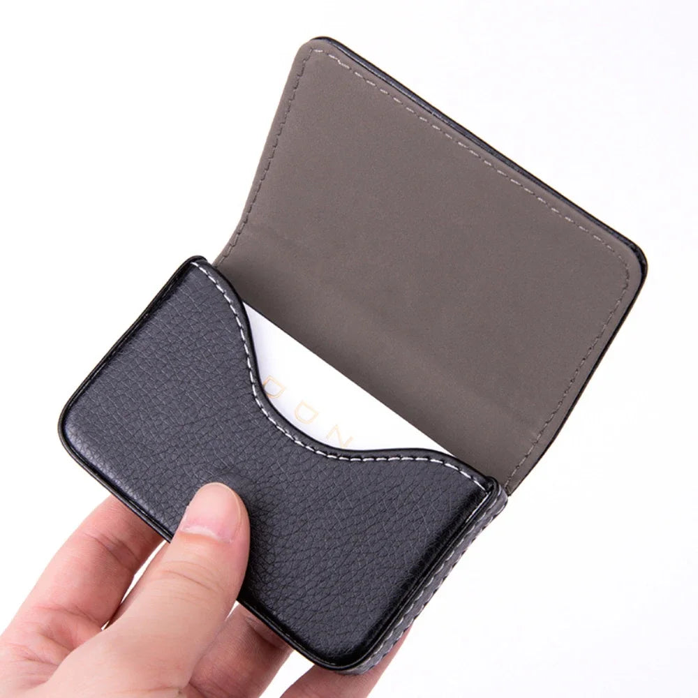 Sized Stitched PU Leather Credit Card Holder Visiting Business Card Case Wallet with Magnetic Shut for Men & Women Oasis Select