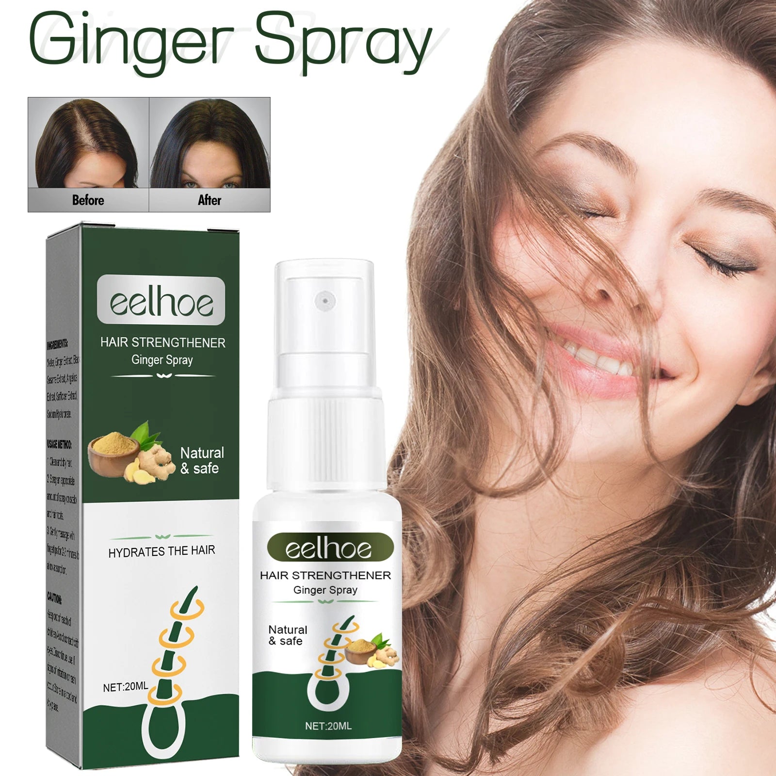 EELHOE Ginger Hair Spray – Prevent Hair Loss & Thicken Hair
