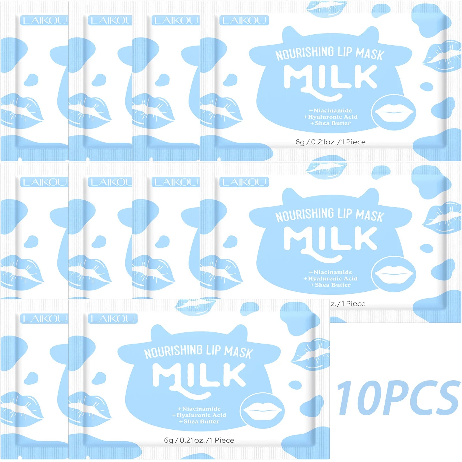 LAIKOU Milk Collagen Lip Mask – Hydrating & Line Repair Collagen Lip Mask Oasis Select Milk Lip Mask 10PCS
