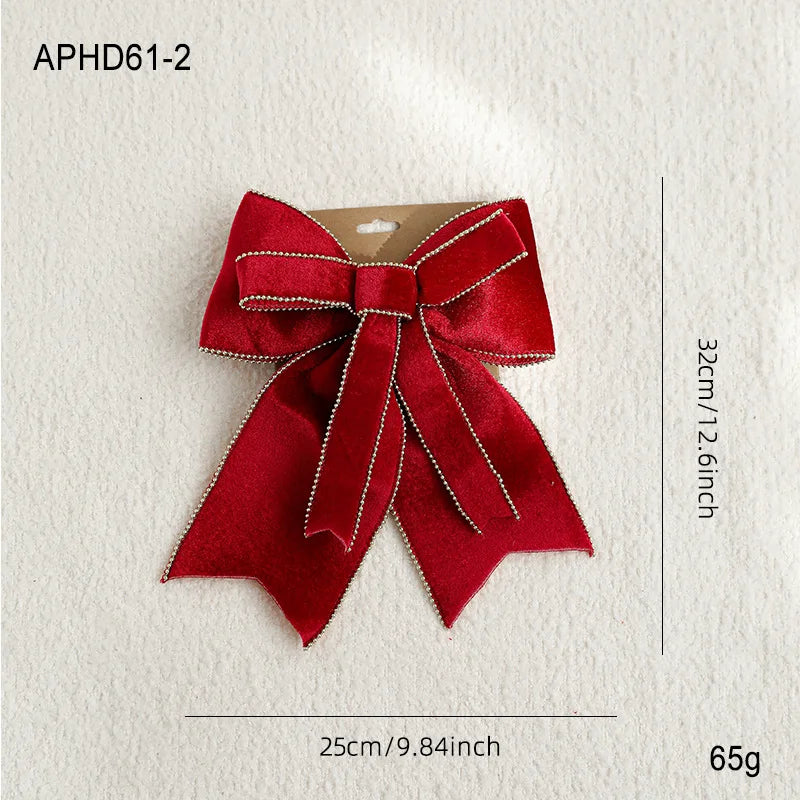 30cm Double Layer Velvet Red Christmas Bow Christmas Tree Top Bow Outdoor Decorations Wedding Hanging Pendant New Year Ornament Oasis Select Medium bow