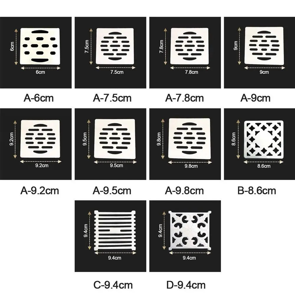 Square Floor Drain Cover Stainless steel convenient Shower Drain Hole Filter no rust Floor drain pad Bathroom Hardware Parts Oasis Select